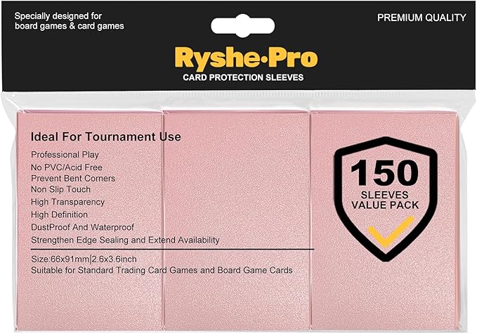 Premium Pink Card Sleeves, 150 Sleeves 2.6''x3.6''(66x91mm) Compatible with Standard Sized Trading Card, Fit for MTG PTCG Game Card, Baseball Card, Sport Card