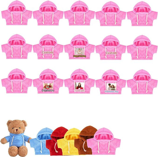 15 Pcs Custom Clothes for Teddy Bears with Text Photo, Personalized Stuffed Animal Clothes Fit 8-16 inch Stuffed Bear Sweater Outfit, Custom Doll Clothing Make Your Own Plush Doll Shirt