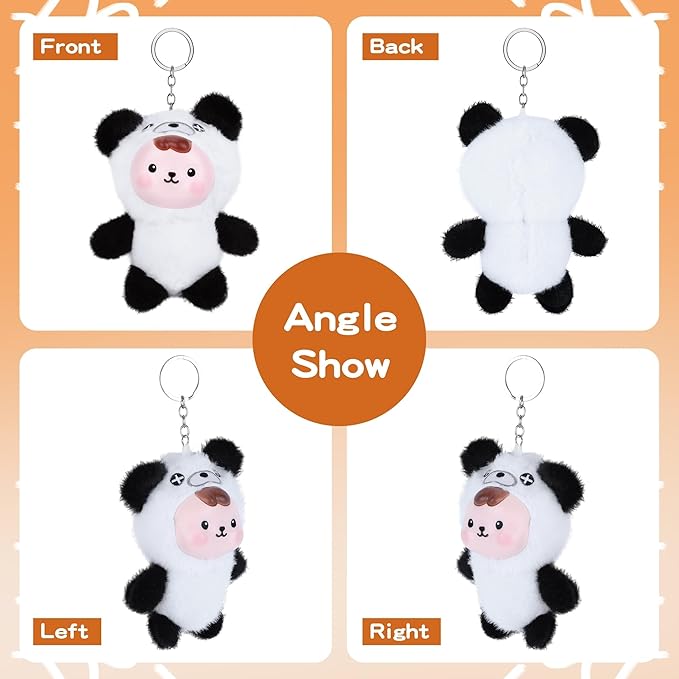 Collectibles Plush Doll, Kawaii Plushies Doll with Vinyl Face Mentl Keyring for Girls Boys, Soft Panda Vinyl Plush Figures Stuffed Animals Gift for Collectible Bag Charm Home Decor Birthday Keychains