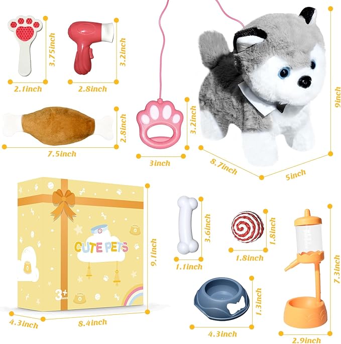 Puppy Toys for Kids, Toy Dogs That Walk and Bark, Walking Dog Toy for Kids with Leash, Interactive Stuffed Puppy with Remote Control, for Girls and Boys Aged 3-7 Year Old