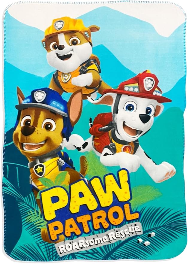 Paw Patrol Chase and Marshall Blue Throw White Polka Dotted Blanket (Team)
