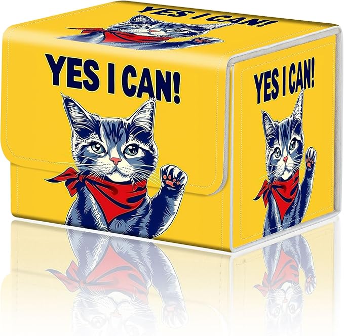 DEGDFSGR for TCG MTG Card Game Storage Box Organizer Trading Card Case Commander Deck Box Magnetic Closure Creative Pattern Up to 200 Cards, Cute Cat Red Bandana