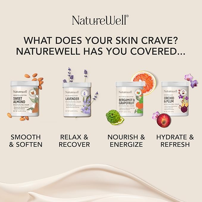 NATURE WELL Lavender Smooth & Soften Moisturizing Cream For Face, Body, & Hands, Calming & Soothing, Infused With Natural Oils & Extracts, Restores Skin Moisture Barrier, 16 Oz