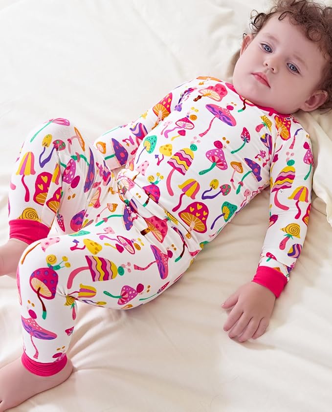 Bamboo Viscose Toddler Girls Kids Pajamas Unicorn Mermaid Pjs Long Sleeve Snug fit 12M-8Y 2pcs Soft Jammies