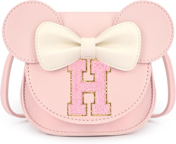 mibasies Toddler Purse Girl Gifts: Girls Birthday Gifts for 3-8 - Toys for Ages 2-4 Girls Mouse Ears Purse, Pink, Letter H