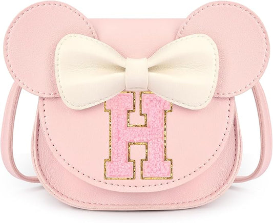 mibasies Toddler Purse Girl Gifts: Girls Birthday Gifts for 3-8 - Toys for Ages 2-4 Girls Mouse Ears Purse, Pink, Letter H