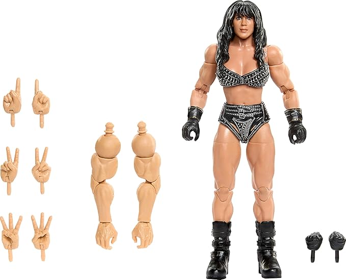 Mattel WWE Elite Collection Action Figure & Accessories, Premium Live Event Chyna Set, SummerSlam Series with Jesse “The Body” Ventura Build-A-Figure Parts
