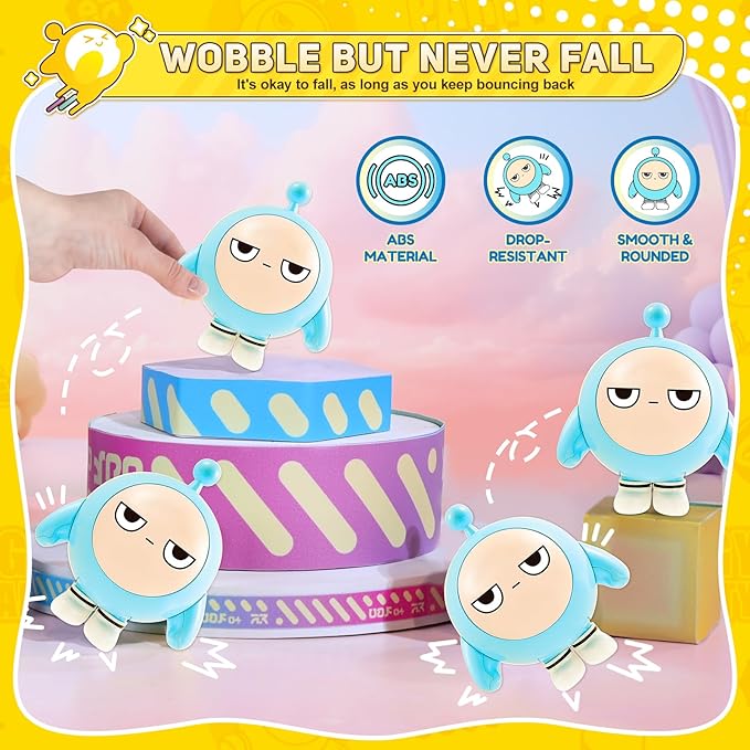 A ALPHA Eggy Party Toys, Bulu Action Figures Transformable Toys, 2-in-1 Eggy Wobbler Toys to All Ages, Cute Tumbler Toys for Kids Boys and Girls Birthday Holidays