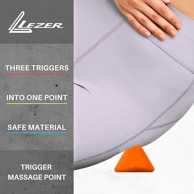 LEZER Spiky Massage Ball, Trigger Massage Point, Plantar Fasciitis, Deep Tissue Myofascial Release Tool, Foot Massager, Muscle Knot Relief, Physical Therapy, Set of 2 (Orange Trigger)