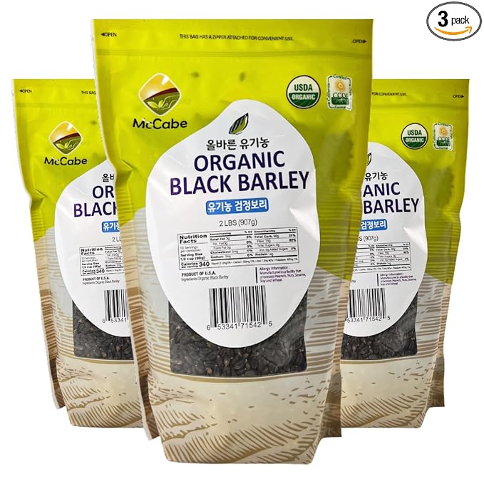 McCabe Organic Black Barley - Whole Grain Black Barley | USDA and CCOF Certified | Product of USA | 2 lbs (32 Oz) Pack of 3