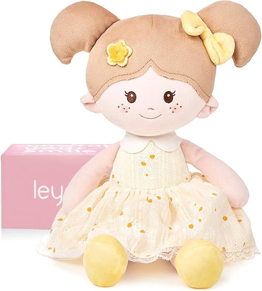 Soft Baby Doll Toys (16''), My First Baby Rag Doll for 1 Year-Old Girl Birthday Gift, Christmas Plush Toys Gift for Toddler Kids Infants-Daisy Yellow