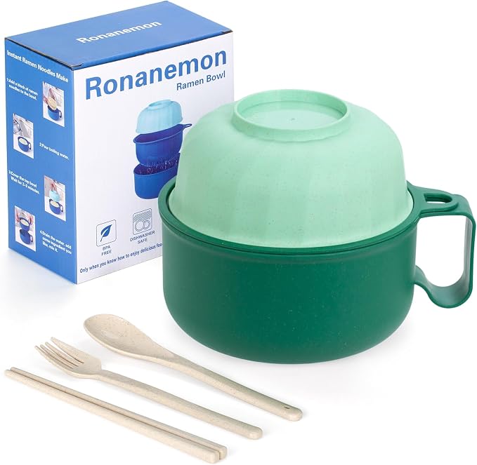 Large Ramen Bowl,40oz Ramen Noodle Bowls Microwavable, Ramen Cooker with strainer, Microwave Pasta Cooker, Gift for College Boys Girls Male Female Dorm Room Essentials Instant Lunch