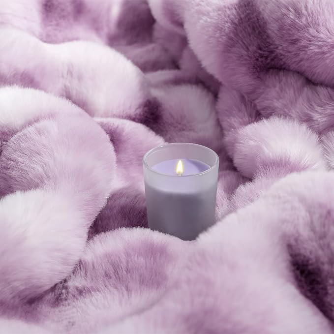 Luxury 1000GSM Faux Rabbit Fur Throw Blanket for Women, Super Heavy Warm Cozy Blankets for Couch Bed Sofa, Bubble Plush Fuzzy Soft Mink Blanket for Living Room Bedroom, Purple