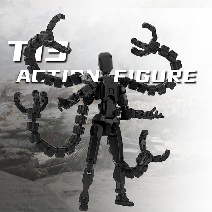 Already Assembled T13 Action Figure Accessories,Dummy 13 T13 Multi-Jointed Movable,for Collectors Desktop Decorations t-13 Movability 3D Printed Toys (Black)