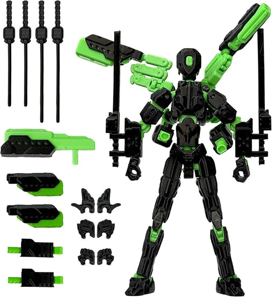 T13 Action Figure Set (Assembly Completed),3D Printed Multi-Jointed Movable,Nova 13 Figures Desktop Decorations for Game Lovers Toy (Black Green)