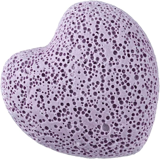 TUMBEELLUWA 10 PCS Purple Heart Shaped Lava Rocks for Essential Oils | 1 Inches Porous Oil Diffuser Stone, Aroma Diffuser for Home Office, Carved Heart Stone for Romantic Wedding Favor & Decor