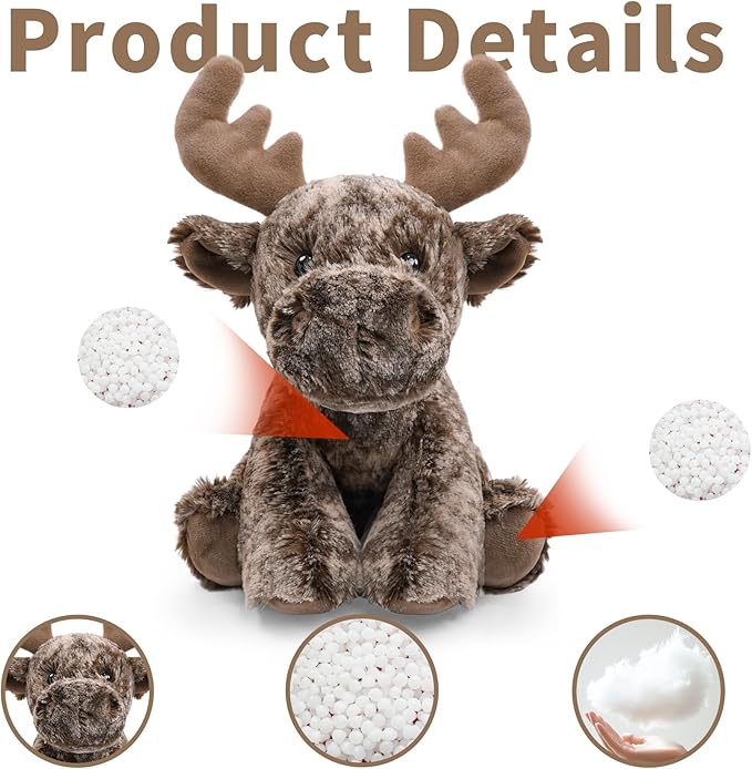 Deer Stuffed Animal Toy, Soft Huggable Deer Plush Toys for Kids, Cute Moose Animal Gift for Boys Girls and Toy for 1-3 Toddlers -8.5 Inch