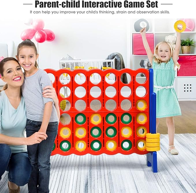 Safeplus Giant 4 in A Row Classic Game Set, 47” Jumbo 4-to-Score Toy Set,Fun Indoor & Outdoor Connect Four Games for Kids Adults Family Party