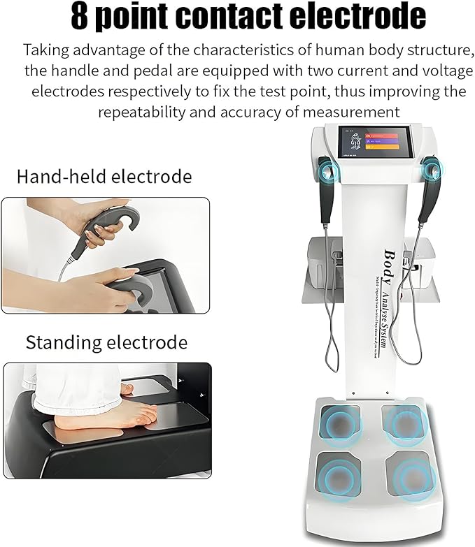 Professional 3D Scanner Analyzer Body Composition Analysis Height Weight Body Fat Percentage Visceral Fat Test, Body BMI Measuring Body Element Detection Composition Analyzer with Printer White