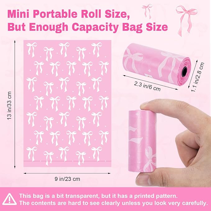 150 Pcs Sanitary Napkin Disposal Bags Lavender Scented Pink Bow Disposable Sanitary Bag Personal Care Disposal for Tampons Trash Bag Disposable Mini Bags for Women Privacy Handling Bag Diaper Sack