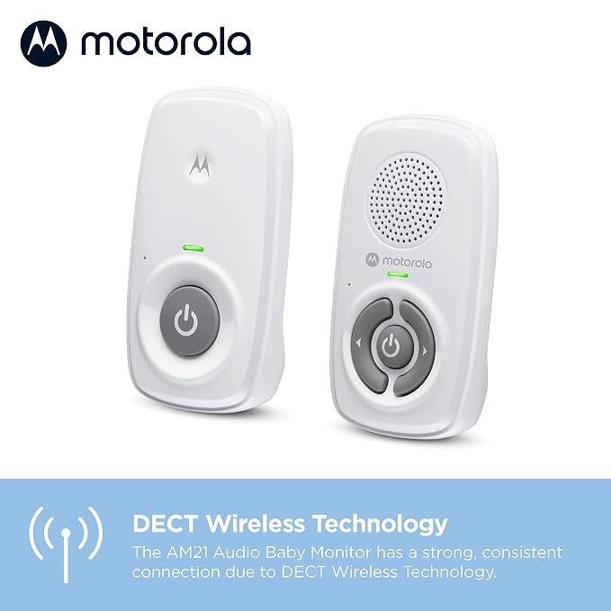 Motorola Nursery Baby Monitor Audio Only, No WiFi, Long Range AM21 with Private Connection, Cry Detection, Volume Control, Portable Parent Unit, Ideal for Safe Monitoring