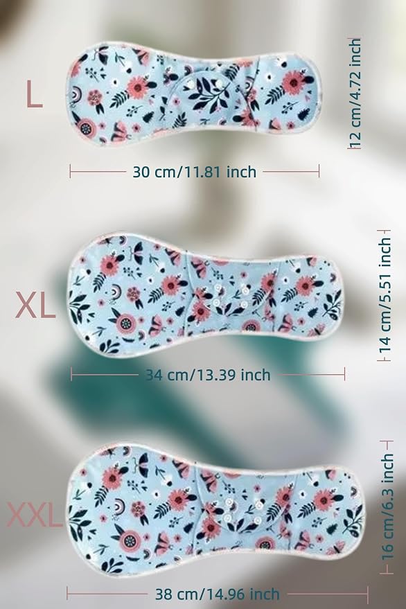 Pure Cotton Mesh Pads Sanitary Napkins,Washable Menstrual Pads,Reusable Incontinence Pads,with 1 Storage Bag,Panty Liners Pads Period for Women/Incontinence Patients.(Coral Pink/XXL/5pcs)