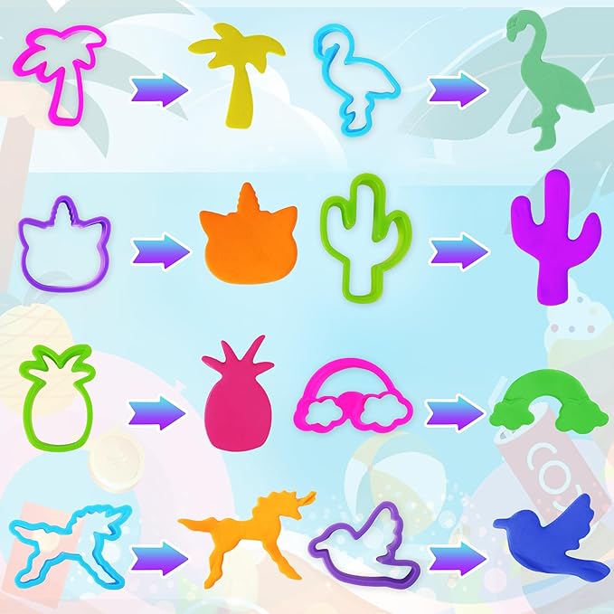 Dough Tools Set for Kids – 31 PCS Summer-Themed Dough Play Tools with Animal Cutters, Ice Cream & Popsicle Molds, Dough Extruder – Clay and Dough Tools Kit (Random Colors)