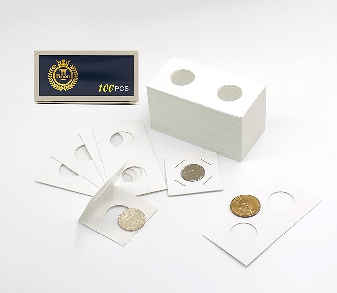 Boen 300Pcs 23mm/(0.9 Inch) Coin Flips for Nickel Coin Holders for Colletors The Coin Collection Supplies Coin Cardboard Coin Flips for Coin Collection