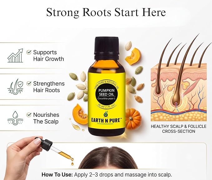 Earth N Pure Pumpkin Seed Oil (Kaddu Oil) Cold Pressed, Natural and Therapeutic Grade - 30 ml