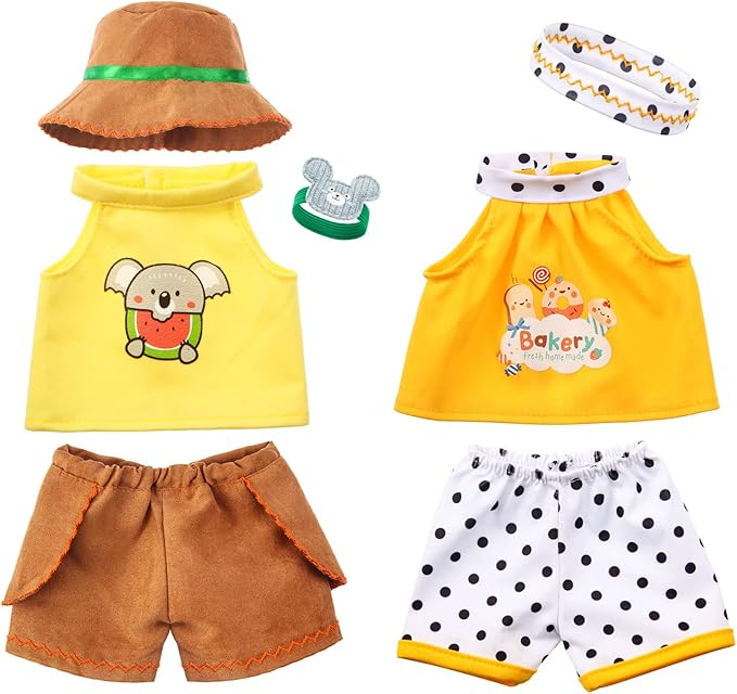 Set of 2 Cute Shirt Or Skirt Teddy Bear Clothes Outfit Fits Most 14" - 18" Bear Plush Stuffed Animal Outfit Build a Bear Doll Clothes and Make Your Own Stuffed Animals( Sleeveless A, Fit 14"-18")
