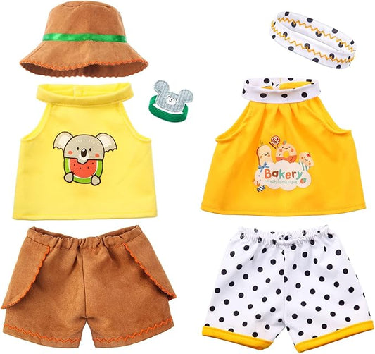 Set of 2 Cute Shirt Or Skirt Teddy Bear Clothes Outfit Fits Most 14" - 18" Bear Plush Stuffed Animal Outfit Build a Bear Doll Clothes and Make Your Own Stuffed Animals( Sleeveless A, Fit 14"-18")