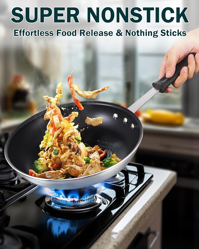 Cooks Standard Professional 8-Inch Nonstick Frying Pan, Heavy Duty Aluminum Non Stick Small Egg Omelette Pan, Everyday Wok Stir Fry Skillet, Dishwasher Safe