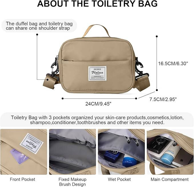Travel Duffel Bag, Carry On Overnight Weekender Bags for Women | Travel Bag with Wet Pocket & Trolley Sleeve, For Spirit Airlines 18x14x8 Personal Item Bag