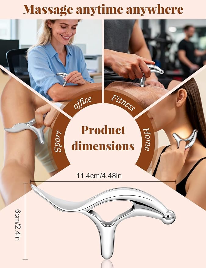 ideayard Stainless Steel Massage Tool for Trigger Point & Deep Tissue, Professional Gua Sha Scraper, Muscle Scraper for Neck, Back, Full Body Pain Relief, Thumb Saver Acupressure Tool
