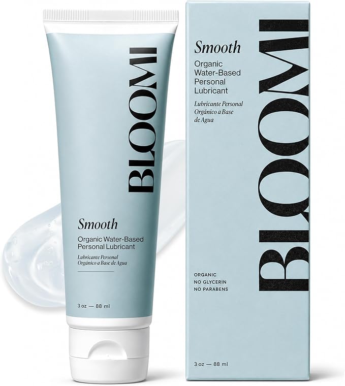 Bloomi Smooth Water-Based Lube - pH-Balanced, Non-Sticky Personal Lubricant for Women & Couples - Sensitive Skin-Friendly, Compatible with Latex & Polyisoprene - Organic & Fragrance-Free - 3oz