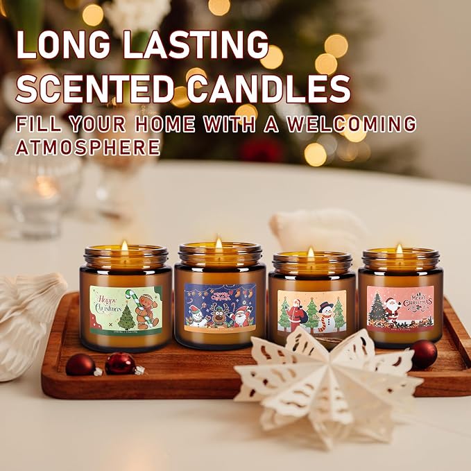 12 Pack Christmas Scented Candle Gift Set, Jar Candle Set (3.5 oz) | Premium Natural Soy Wax Candle,Clean-Burning & Long-Lasting,The Ultimate Christmas Gift & Holiday Decor