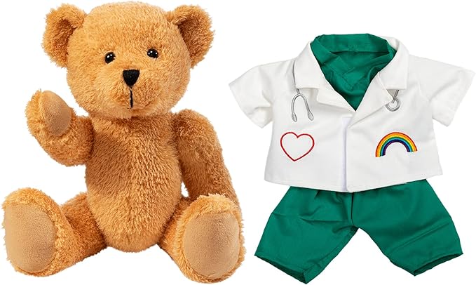 HollyHOME Doctor Bear Stuffed Animal Plush Teddy Bear in Scrubs and White Coat Gifts for Doctors Students and Kids 10 Inch