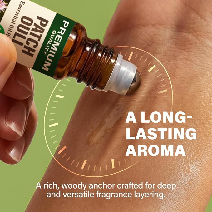 Kukka Patchouli Essential Oil Roll On - 0.34 Fl Oz - Unisex Fragrance Oil Roller for Women and Men, Enhances Mindfulness, Balance and Nostalgic Bliss - Alcohol-Free, Non-GMO and Cruelty-Free
