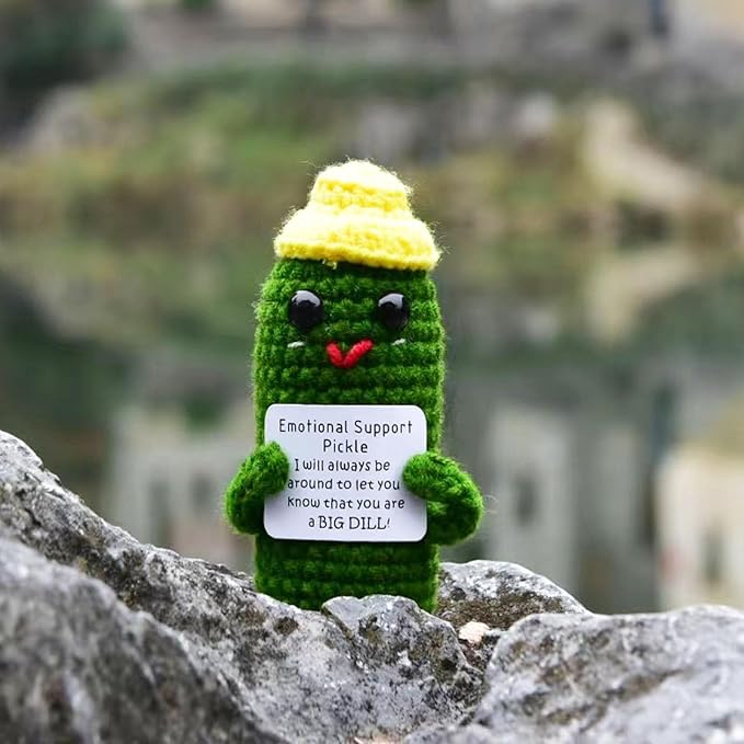 Positive Funny Potato Head with Card Mini Crochet Knitting for Handmade Emotional Support Cucumber Gifts Party Decoration Encouragement