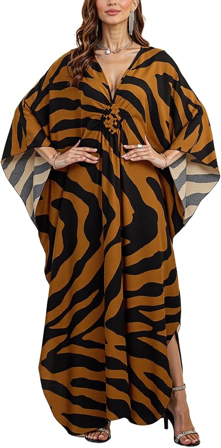 Mumu Dresses for Women Plus Size, Bohemian Kaftan Beach Cover Up Long Maxi Nightgown Soft Loungewear