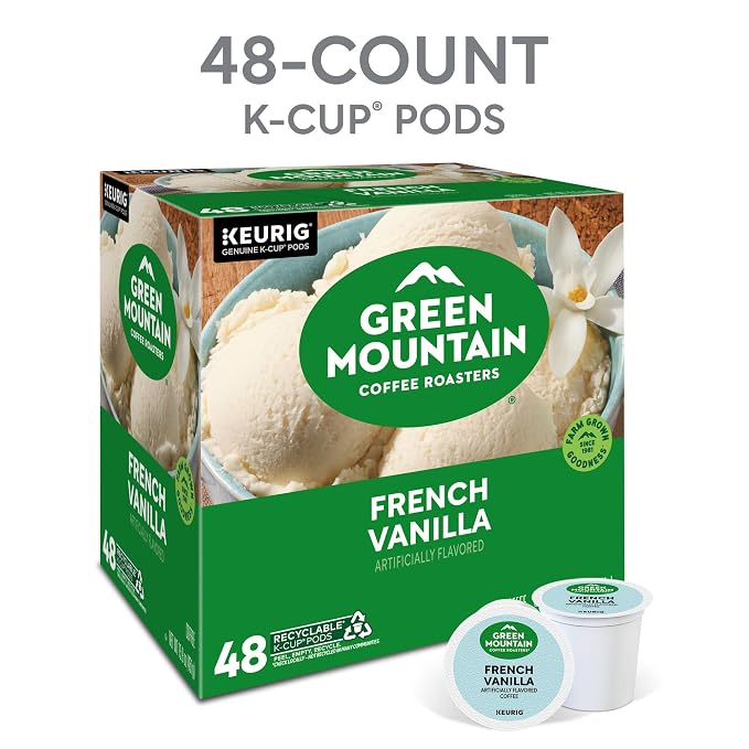 Green Mountain Coffee Roasters French Vanilla Coffee, Keurig Single-Serve K-Cup Pods, Light Roast, 48 Count