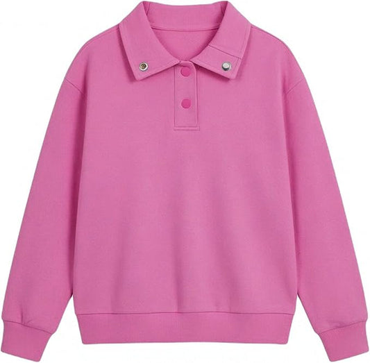 Girls Long Sleeve Collared Shirt Button Down Mock Neck Sweatshirt Athletic Cycling Clothing for Kids 5-14Years