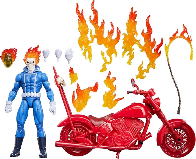 Marvel Legends Series Ghost Avenger Johnny Blaze Collectible Figure with 6" Scale Motorcycle Comic Inspired