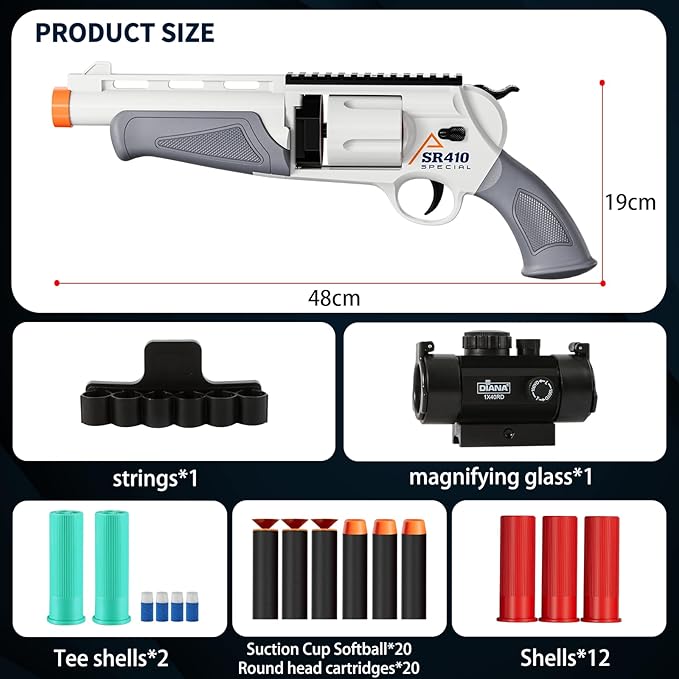 Soft Bullet Shotgun Toy Gun - Foam Blaster Dart Sniper Rifle with Scope Boys Halloween Xmas Birthday Kids Age 8-12 Year Old Fake Pistol Young Revolver Cap Guns Outdoor Children Play CS