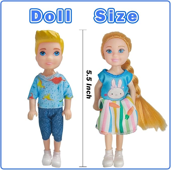 Interactive Family Toy Fun Action Figures Set, Imaginative Family Doll Play