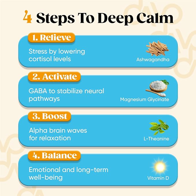 Venture Pal Calm Drink Mix, 12-in-1 Cortisol Reducer and Sleep Aid with Magnesium Glycinate, Ashwagandha, L-Theanine,Vitamin D, Calm Magnesium Powder for Relax & Focus, No Sugar, Non GMO