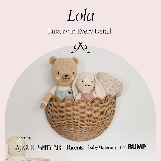 BEBE BASK Scalloped Wicker Wall Basket - The Original - 16 x 10 x 7 In | Handwoven Basket, Scalloped Décor Wall Hanging Baskets, Hanging Wall Basket, Rattan Wall Storage Basket for Home (Mocca)