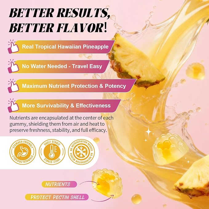 Totaria 9-in-1 Sugar Free Feminine Probiotics Gummies - Vaginal Flora & pH Balance, 50 Billion CFU with Prebiotic, Slippery Elm, Cranberry, for Vaginal, Urinary Tract & Gut, Hawaiian Pineapple, 60 Ct
