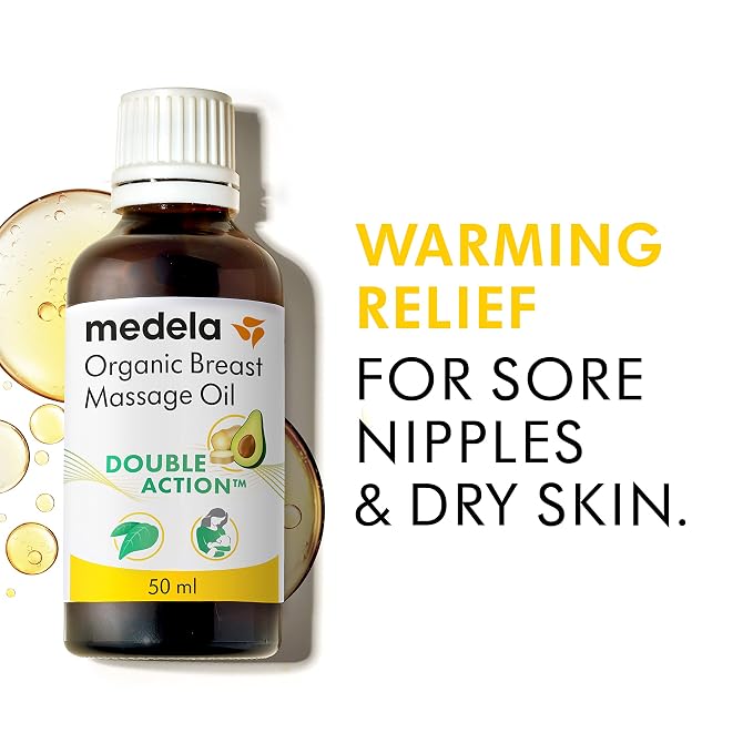 Medela Organic Breast Massage Oil for Breastfeeding Mothers | Relieve Breast Tenderness and Fullness | All-Natural Formula with Nourishing Ingredients I Made in Canada, 1.69 fl. oz.