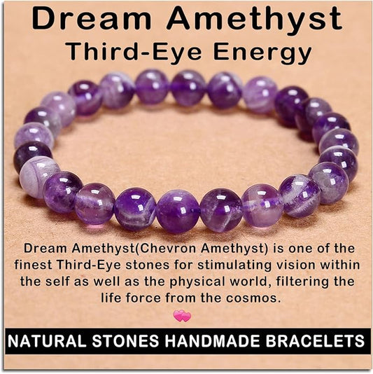 AD Beads Handmade Gemstone Stretch Elastic Bracelet Crystal Healing Reiki Nature's Beauty and Spiritual Essence Unisex